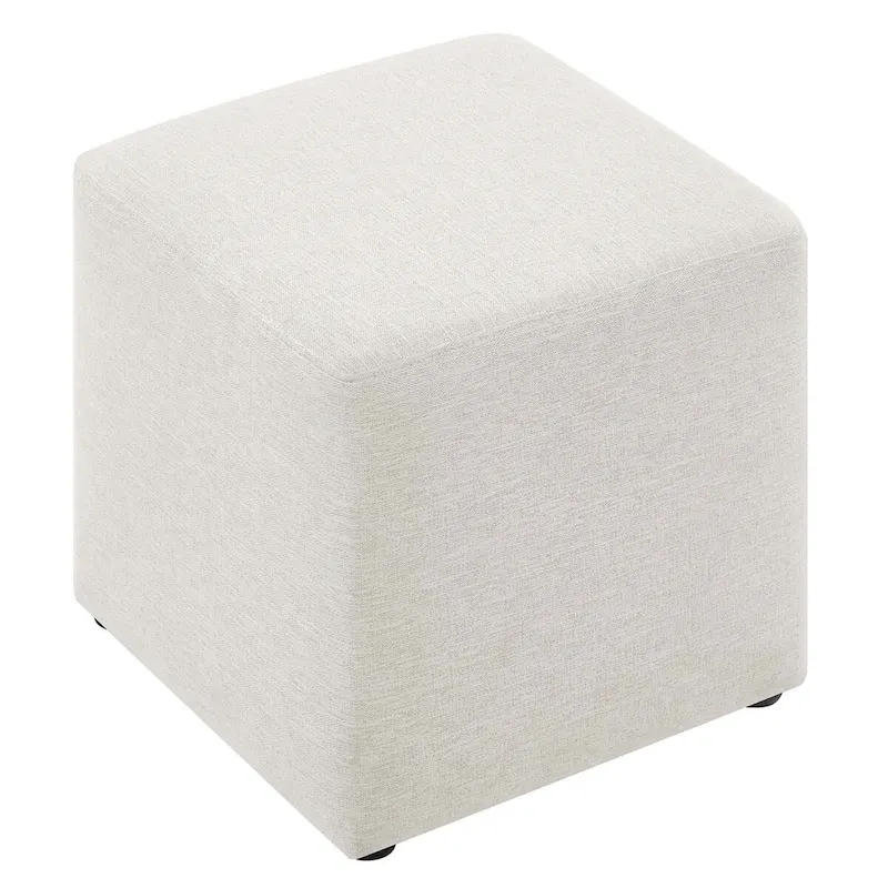 Callum 17/28 Square Woven Heathered Fabric Upholstered Ottoman