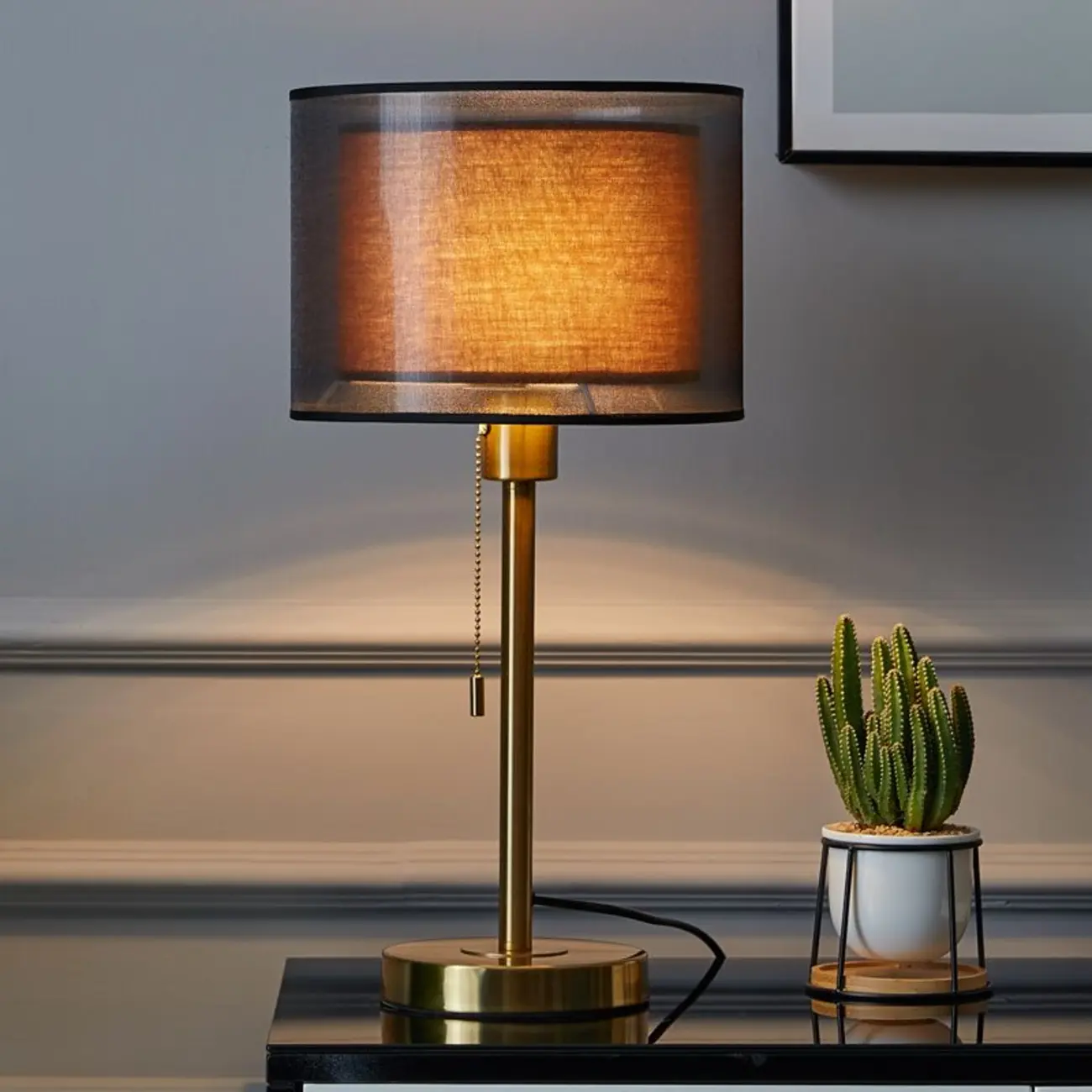 Modern Metal LED Table Lamp with Fabric Shade