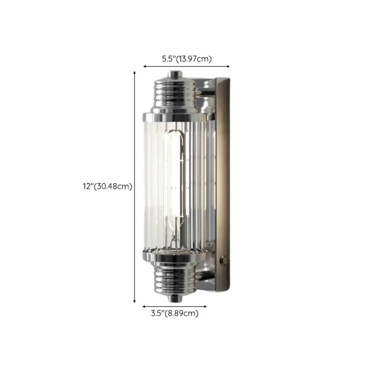 Chrome Glass Cylinder Vertical Wall Sconce