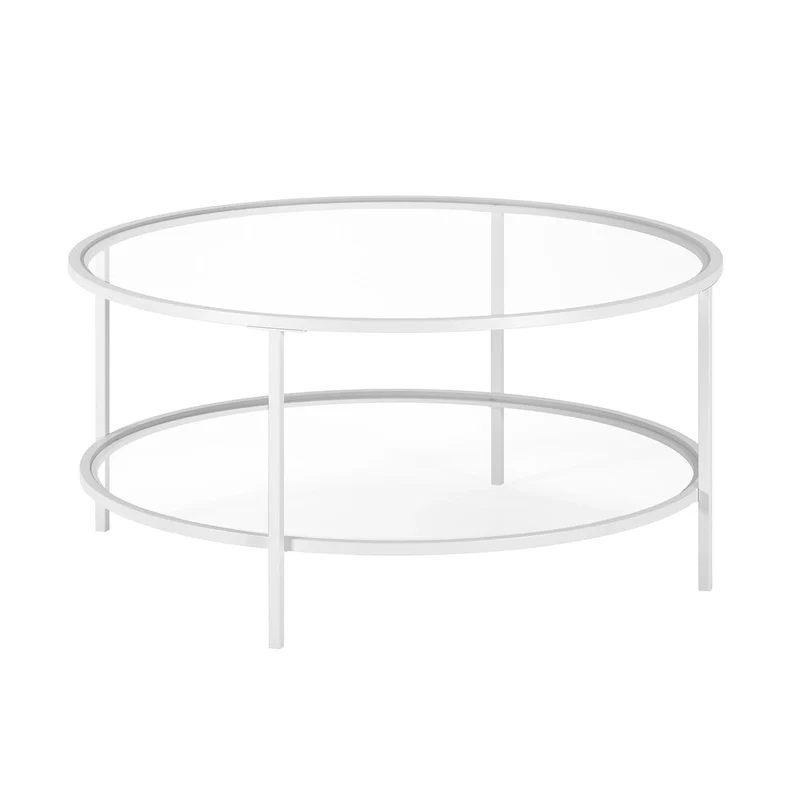 Sivil 36 Wide Round Coffee Table with Glass Top - 36 Wide