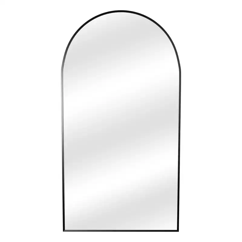 HomeRoots 71 Black Metal Arch Freestanding Framed Full Length Mirror