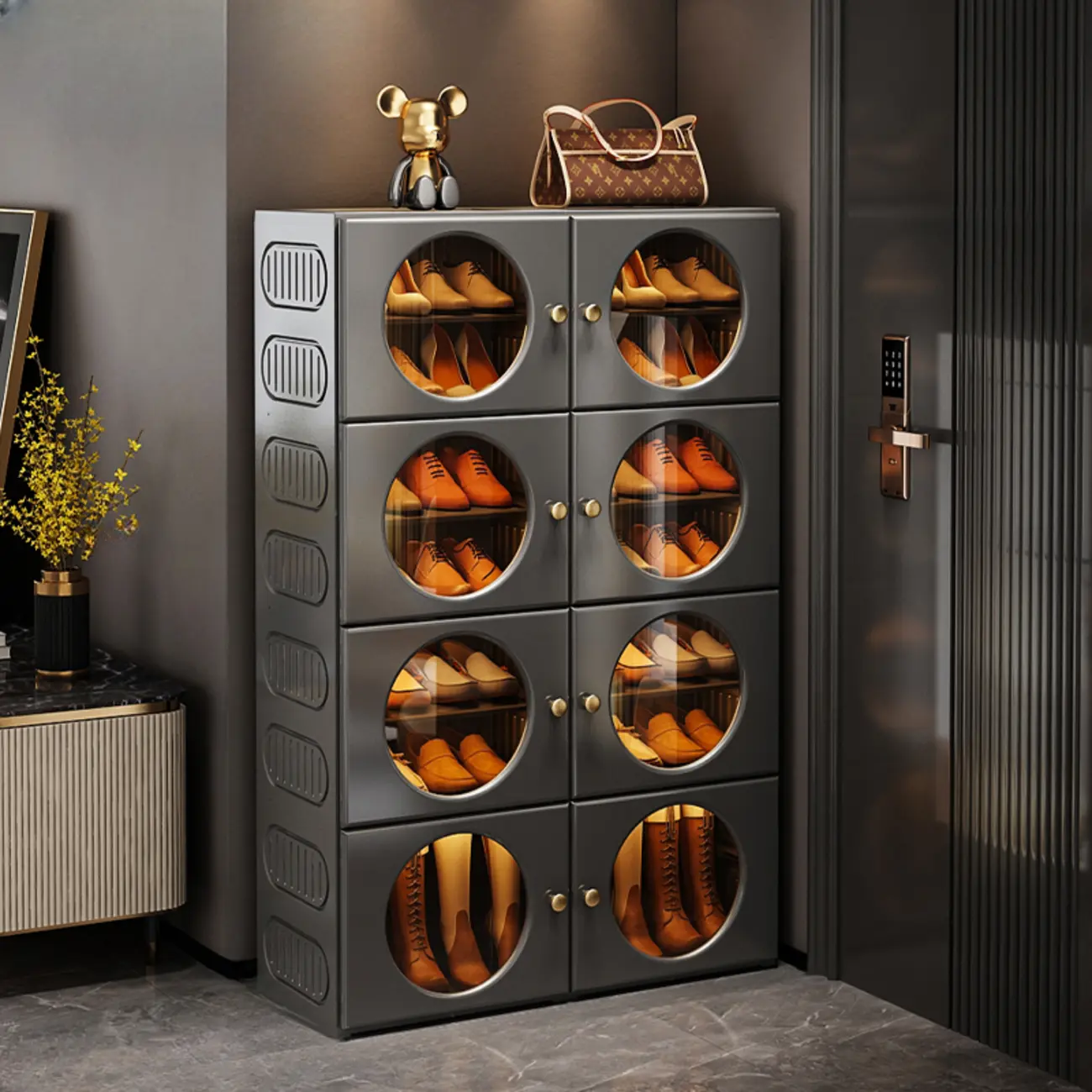 Space-efficient Modern Foldable White Plastic Shoe Cabinet