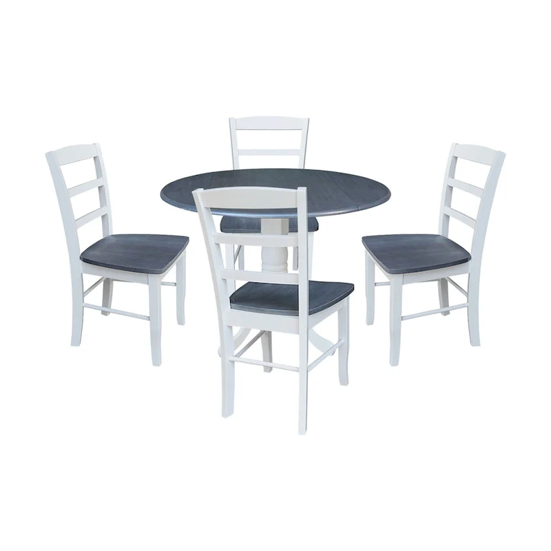 42 Drop Leaf Dining Table with 4 Ladderback Chairs - 5 Piece Set