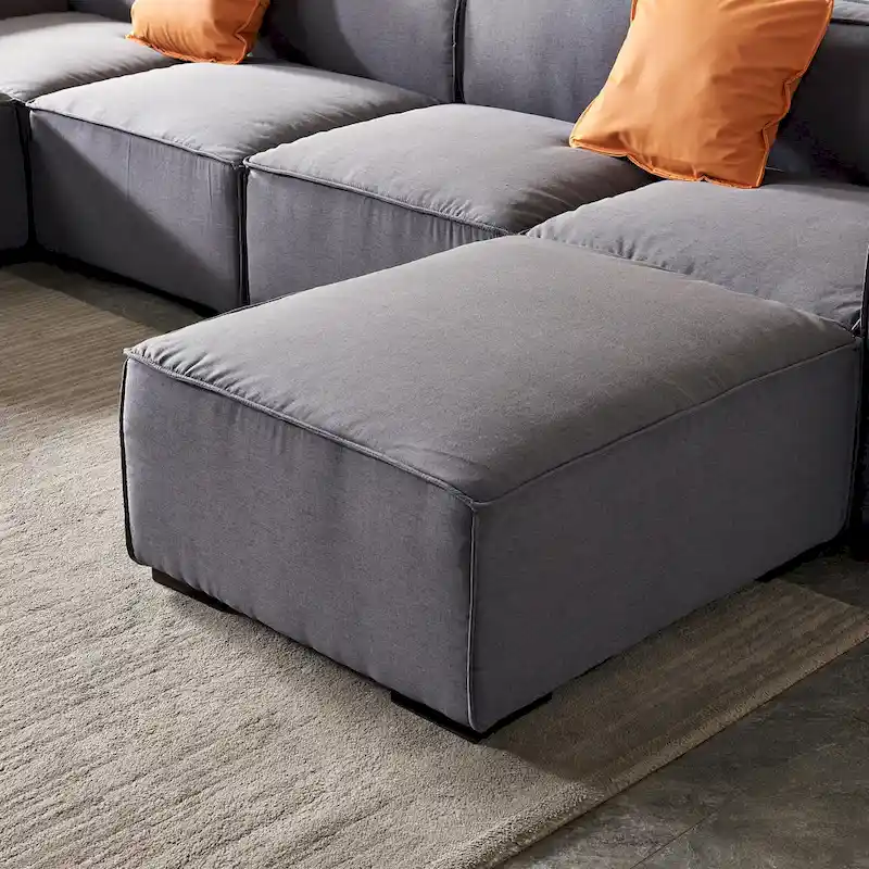 Modular Sectional Fabric Sofa (Beige)