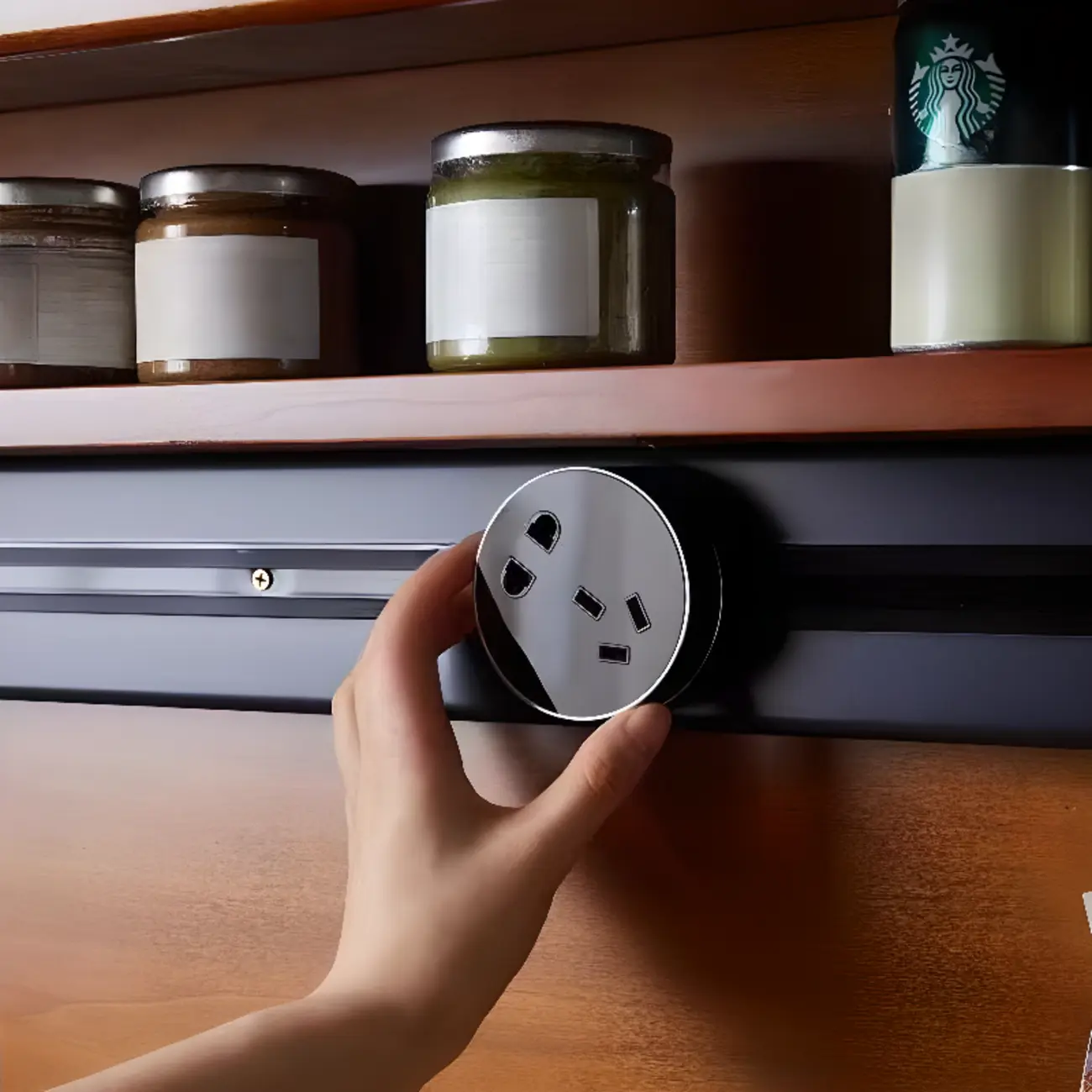 Modern Espresso Wood Buffet with Stone Top