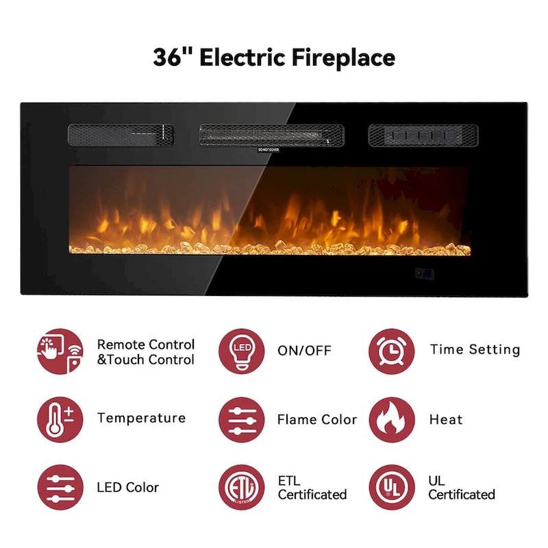 Wall Mounted Fireplace Entertainment Center with 36  Electric Fireplace