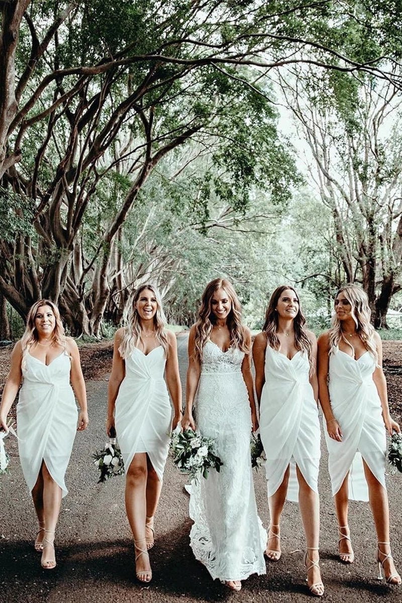 Cheap Sheath Bridesmaid Dresses Chiffon Short Gowns