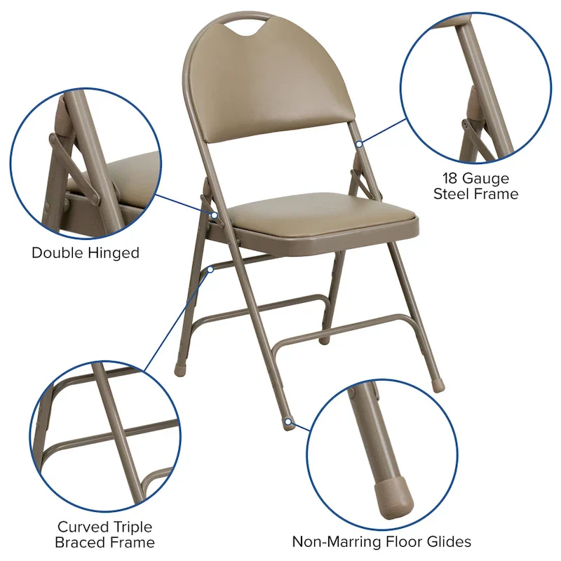 2 Pack Extra Large Ultra-Premium Triple Braced Folding Chair