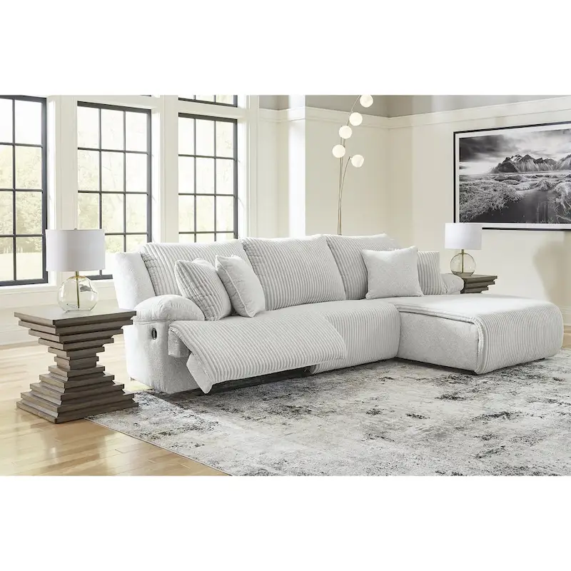 Corduroy Reclining Sectional Sofa with Chaise - 3-Piece Set