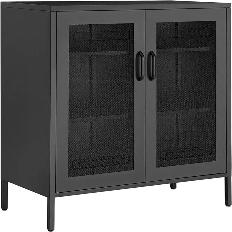 White/Black/Blue Steel Mesh Door Storage Cabinet, 1-Person Assembly