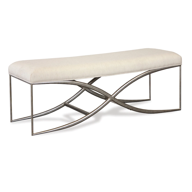 Roundhill Furniture Mantalia Upholstered Bench with Metal Frame, Champagne