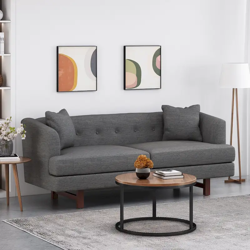 3-Seater Upholstered Sofa Mid-Century Modern Design Birch Wood Legs 73.5