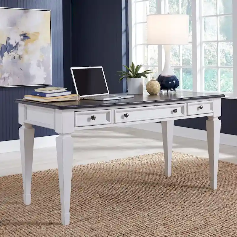 Allyson Park Wirebrushed White Charcoal Writing Desk