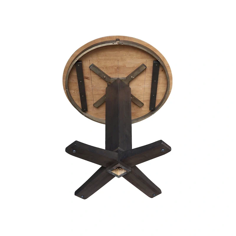 Round Solid Parawood Counter Height Pedestal Dining Table – Black / White / Distressed Oak / Unfinished / Hickory