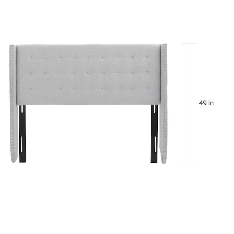 Kendrah Adjustable Full/Queen Wing-back Studded Fabric Headboard by