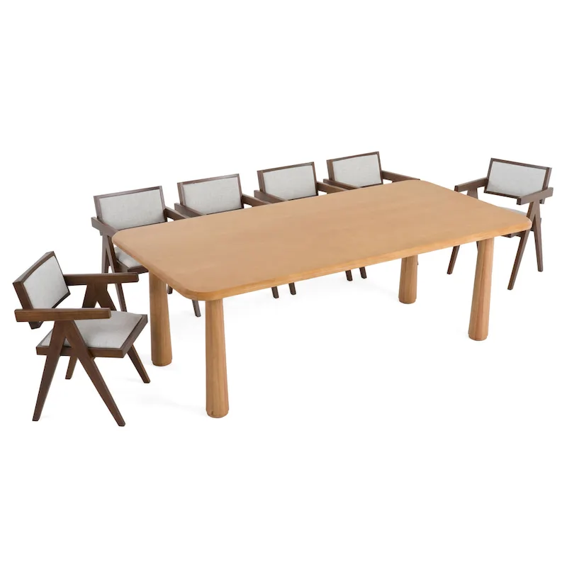Modrest Rhea Modern 87 Natural Acacia Rectangular Dining Table - Beige
