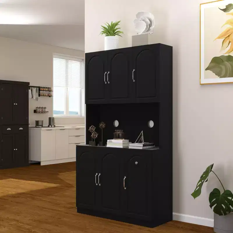 Okak 71 Freestanding Buffet Cabinet with Storage, Modern Pantry Cabinet Sideboard Cabinet with Microwave Stand for Kitchen Living Room