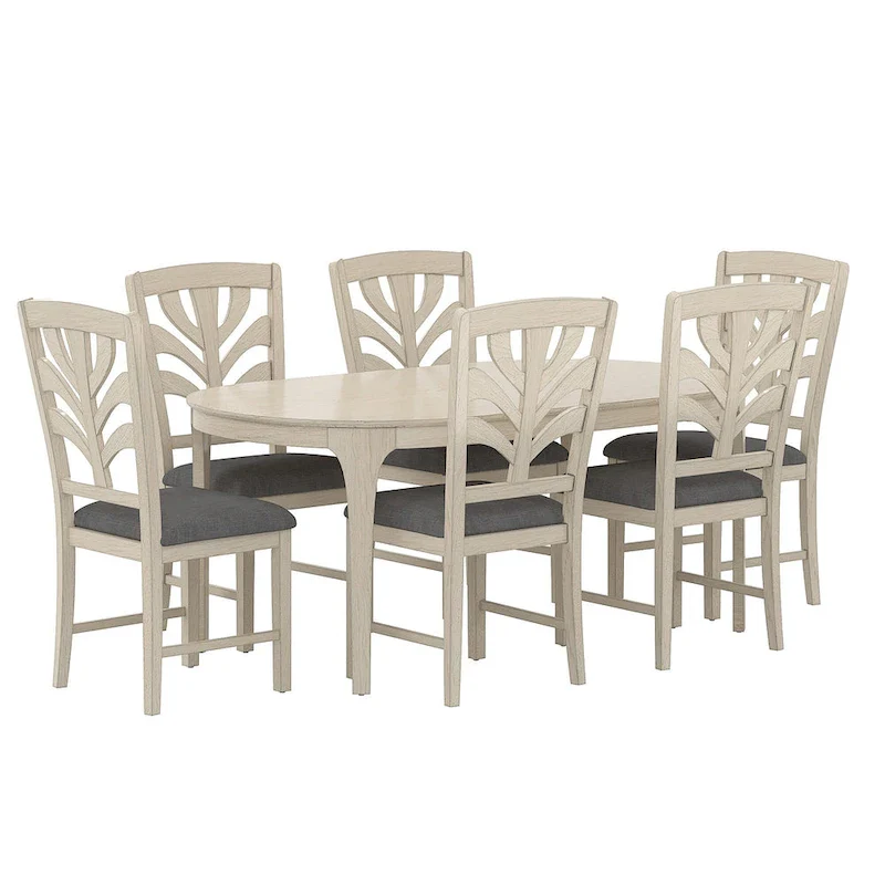 VECELO 5/7 Piece Dining Table Set Consist of an Oval Dining Room Table