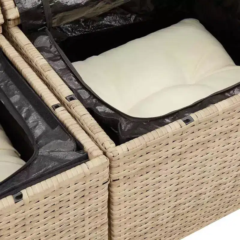 vidaXL Garden Sofa Beige PE rattan, powder-coated steel, solid acacia wood