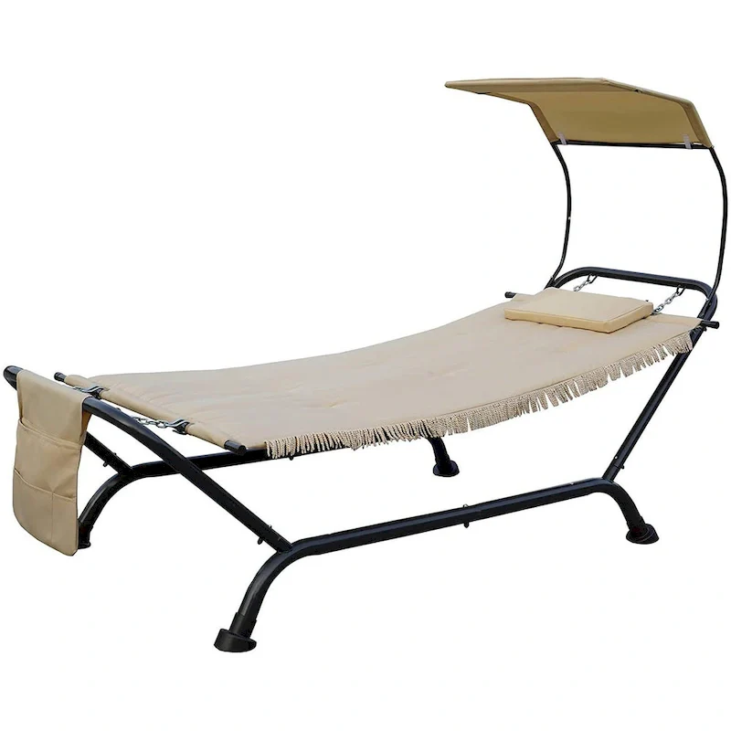 Kozyard Ailsa Outdoor Patio Hammock with Stand, Pillow, Storage Pockets