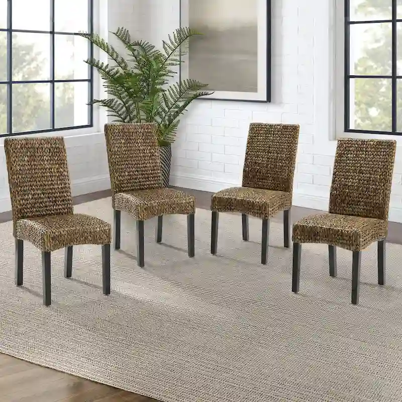 Water Hyacinth Seagrass/ Wood Dining Chair (Set of 4) - 24x18.75x37.38