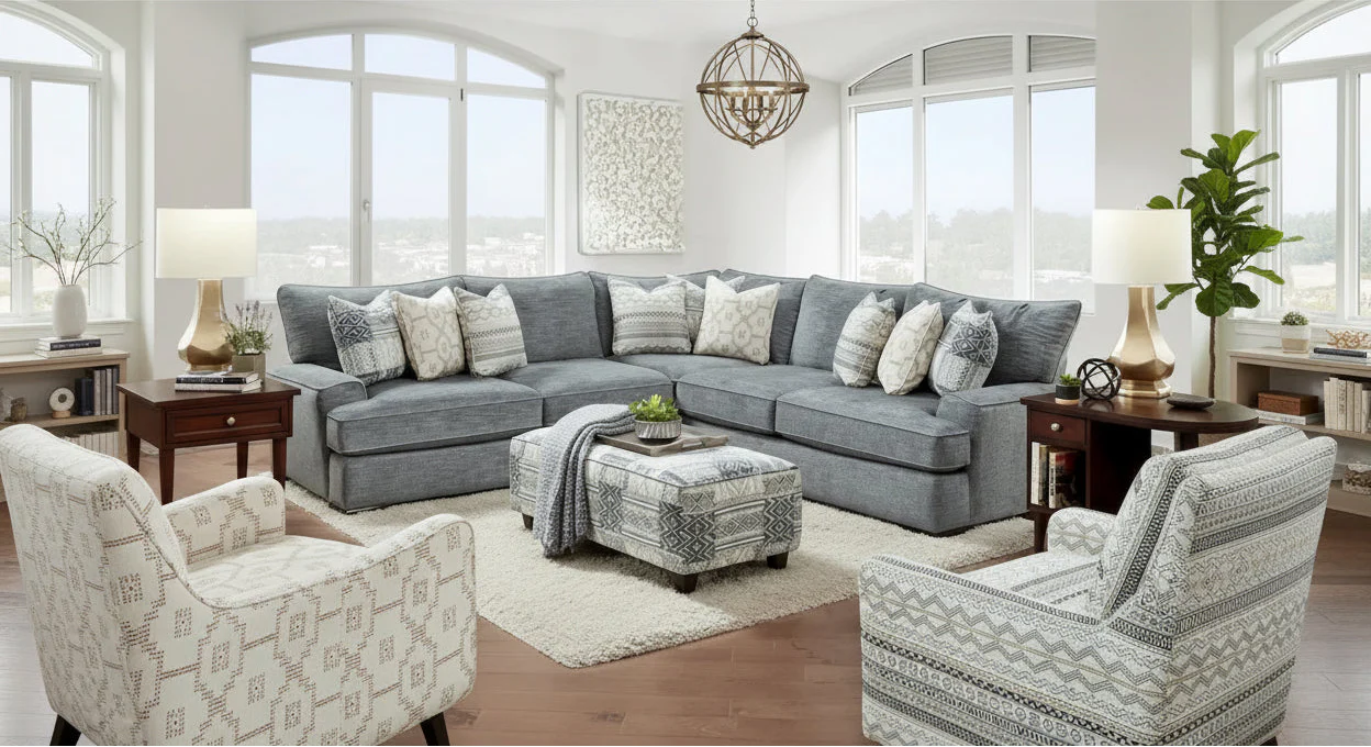 Slate Handwoven Symmetrical Sectional Sofa