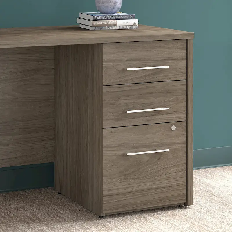 3-Drawer File Cabinet, Silver / Grey / Taupe / Brown, Home Office