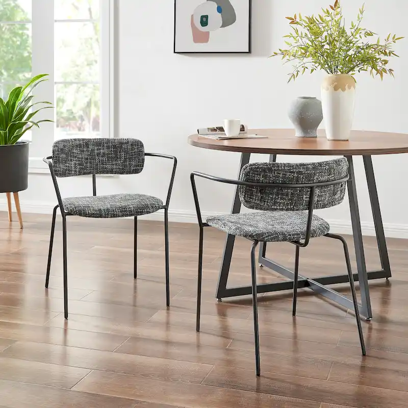 Alivia Fabric Dining Side Arm Chair, (Set of 2)