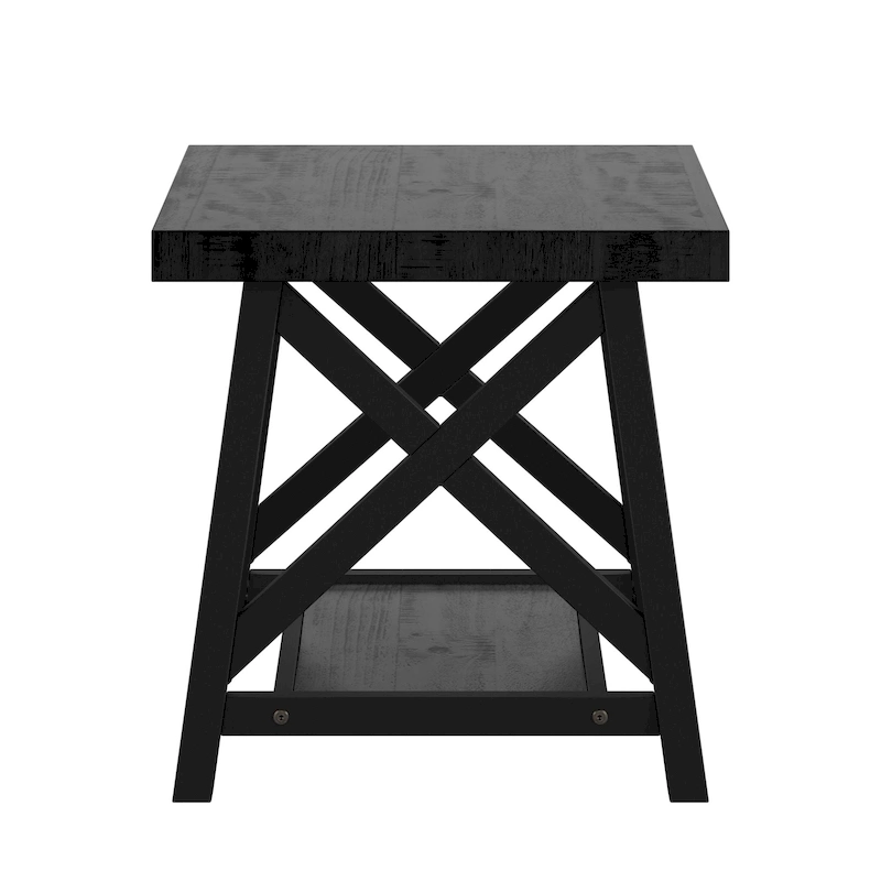 Bryson Rustic X-Base End Table with Shelf by iNSPIRE Q Classic
