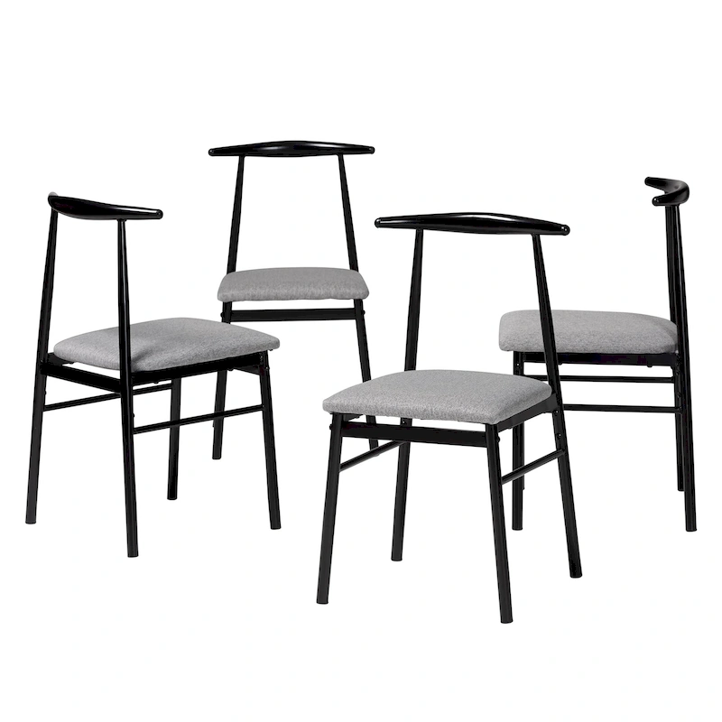 Arnold Modern Industrial Fabric and Metal 4-Piece Dining Chair Set