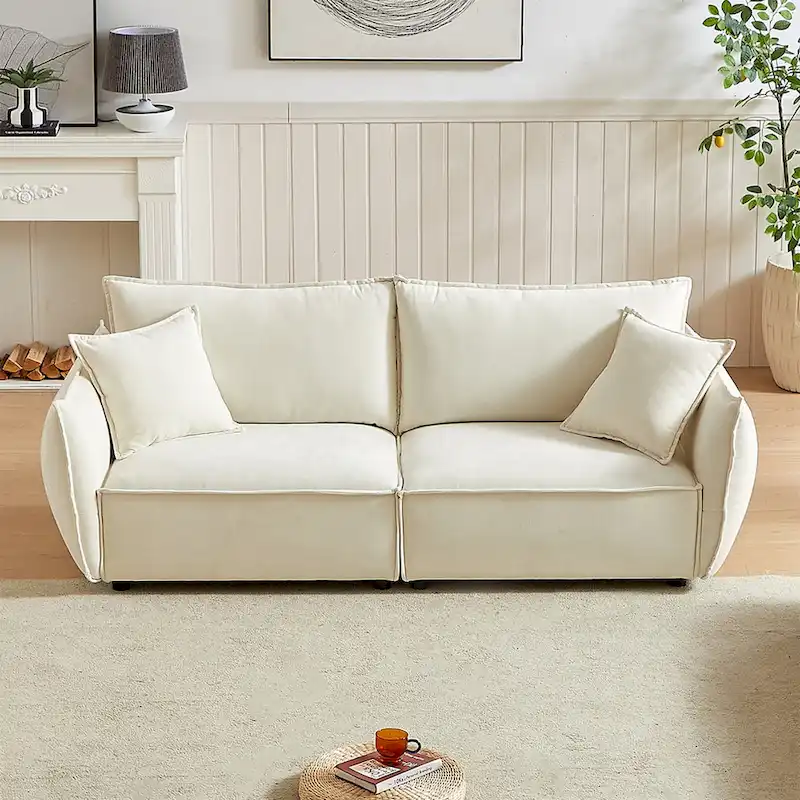 3-Seat Fabric Sofa with Foam Cushions
