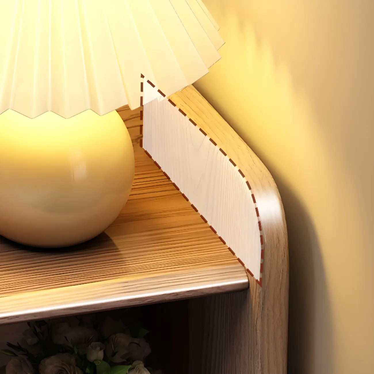 Tall Nut-Brown Wood Beside Nightstand with Drawers