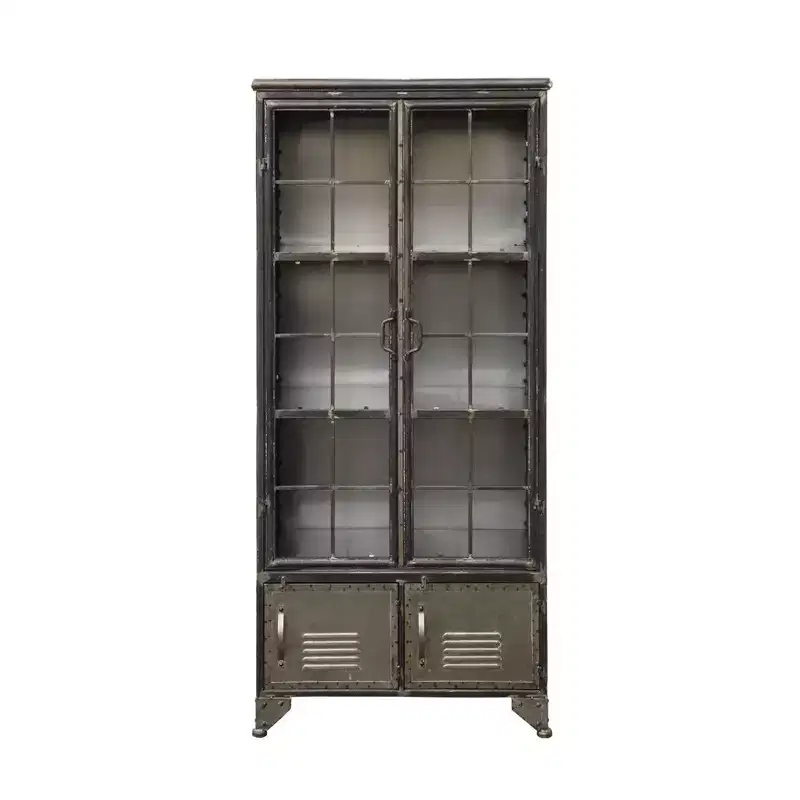 Storied Home 57.5" Tall Decorative Storage Cabinet Fixed Shelves