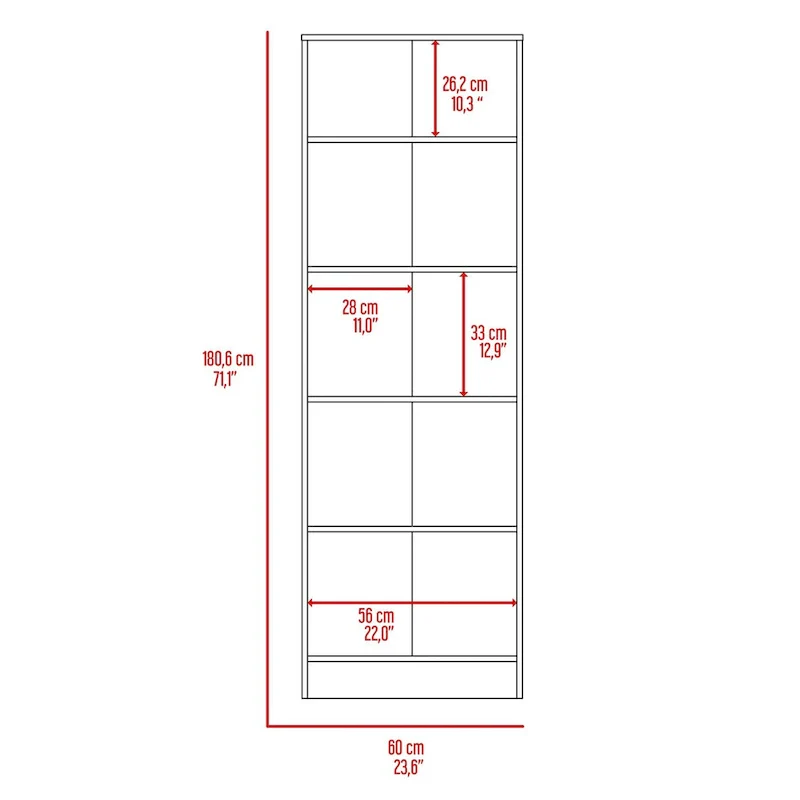 White / Black / Oak Freestanding Storage Cabinet with 10 Shelves