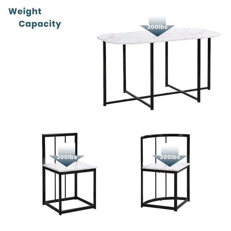 7-Piece Iron Dining Table Set with Table and Six Chairs