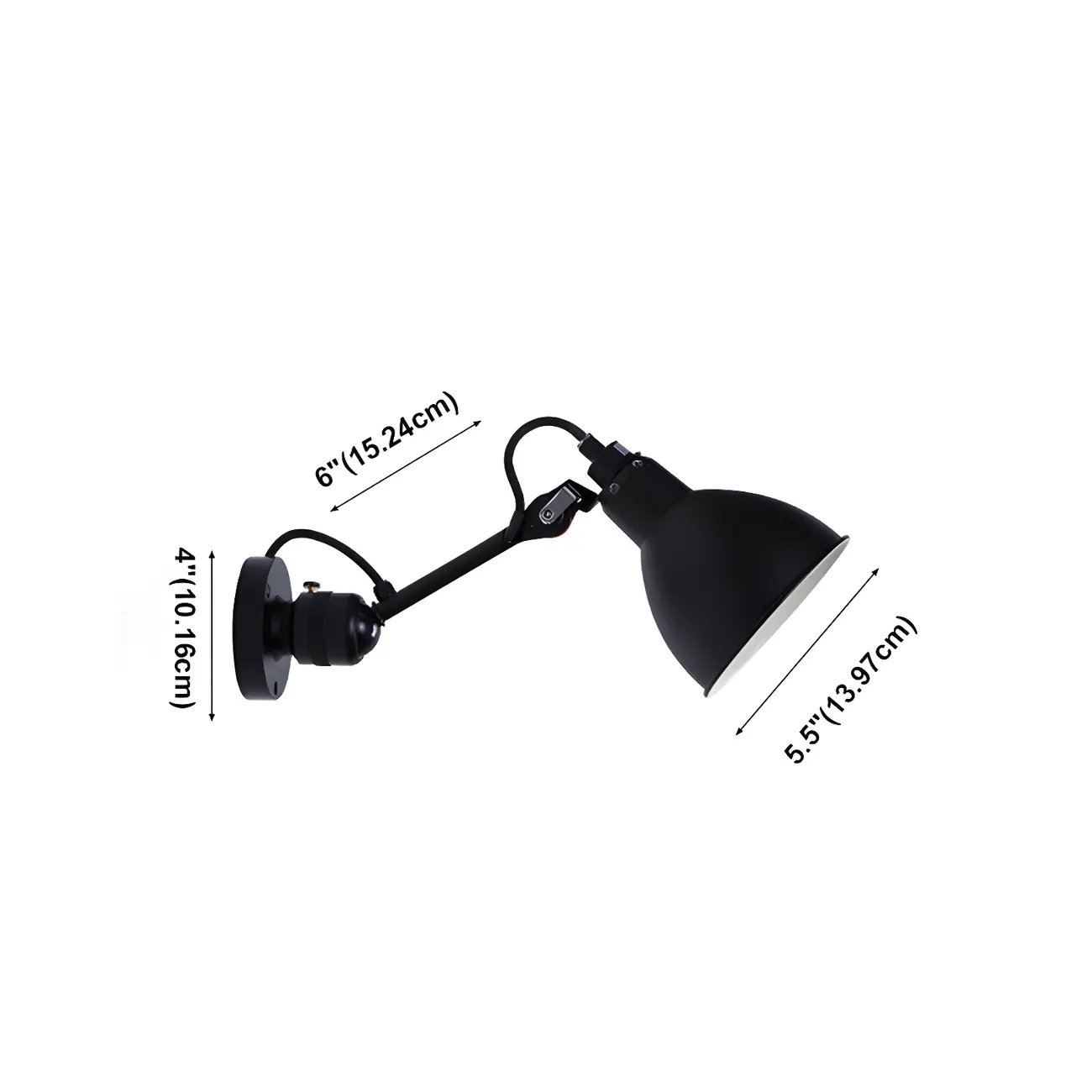 White Inner Shade Black Metal Swing Arm Wall Light
