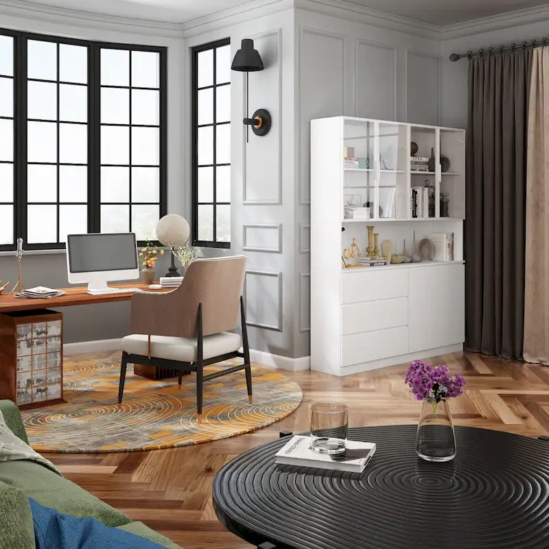 Modular Buffet and Display Cabinet - Modular Design in Pristine White