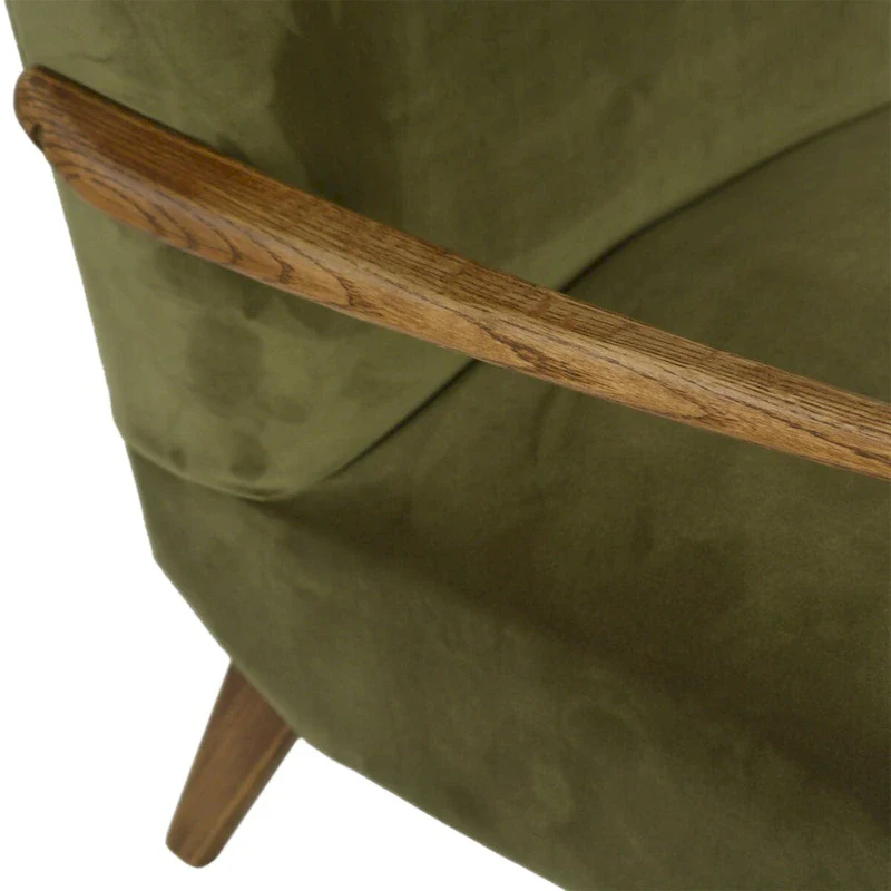 Polyester Velvet Upholstered Occasional Chair, Olive Green