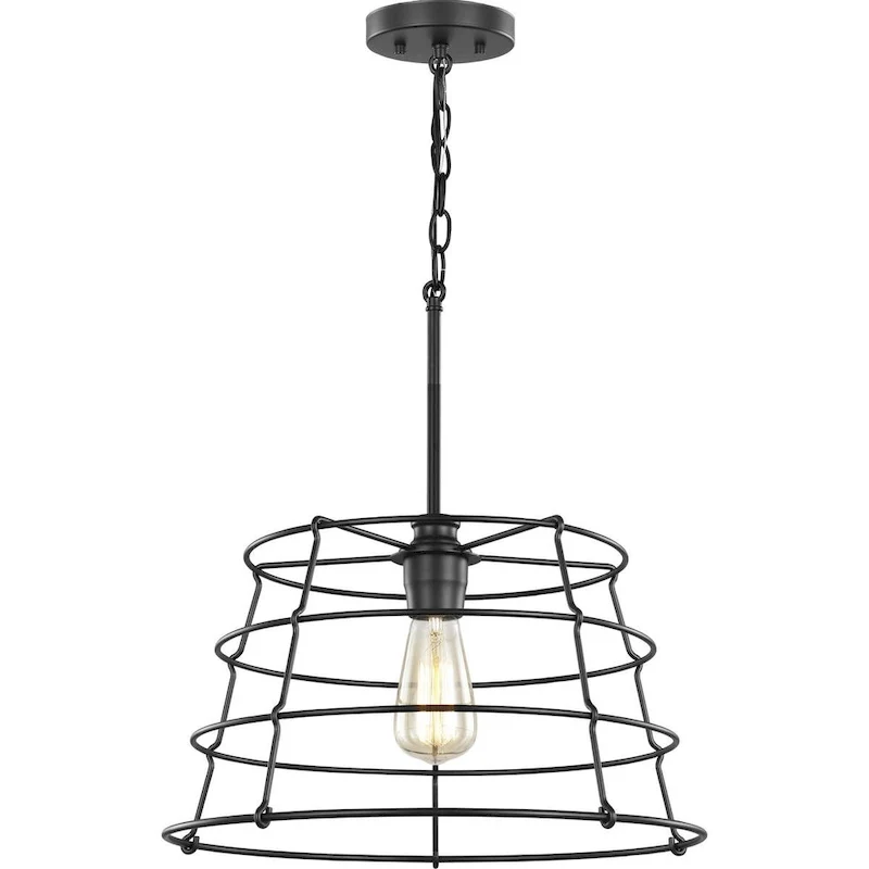 Chambers Collection One-Light Matte Black Farmhouse Pendant Light - 12.870  x 18.720  x 18.720