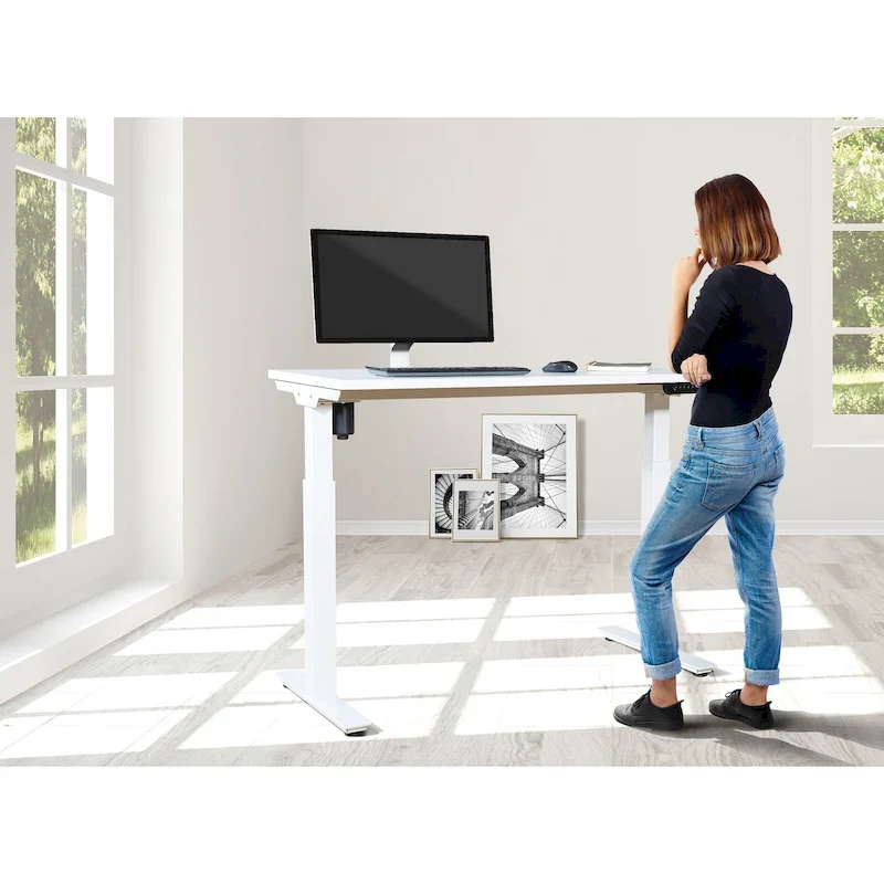 Walnut / White / Black Electric Height-Adjustable Standing Desk – Single