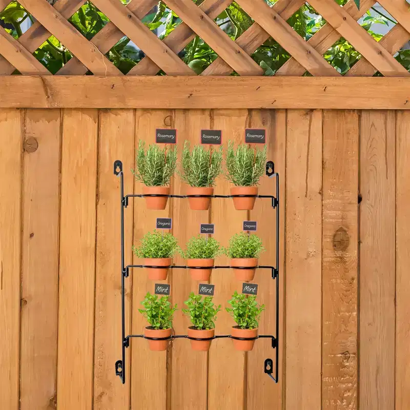AuldHome Design 2 Mini Clay Pot Hanging Rack; 3x3 Grid Pot Hanger for Plants and Decorative Use
