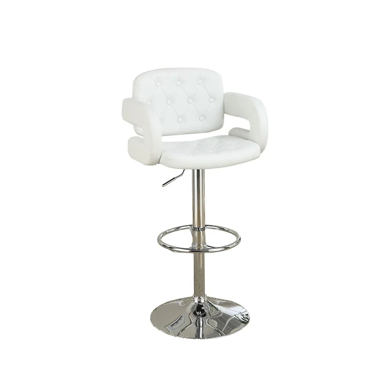 Adjustable Faux Leather Bar Stool with Armrests