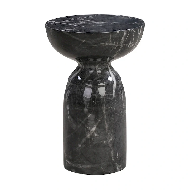 Black Marble, Round, 1-Person Side Table