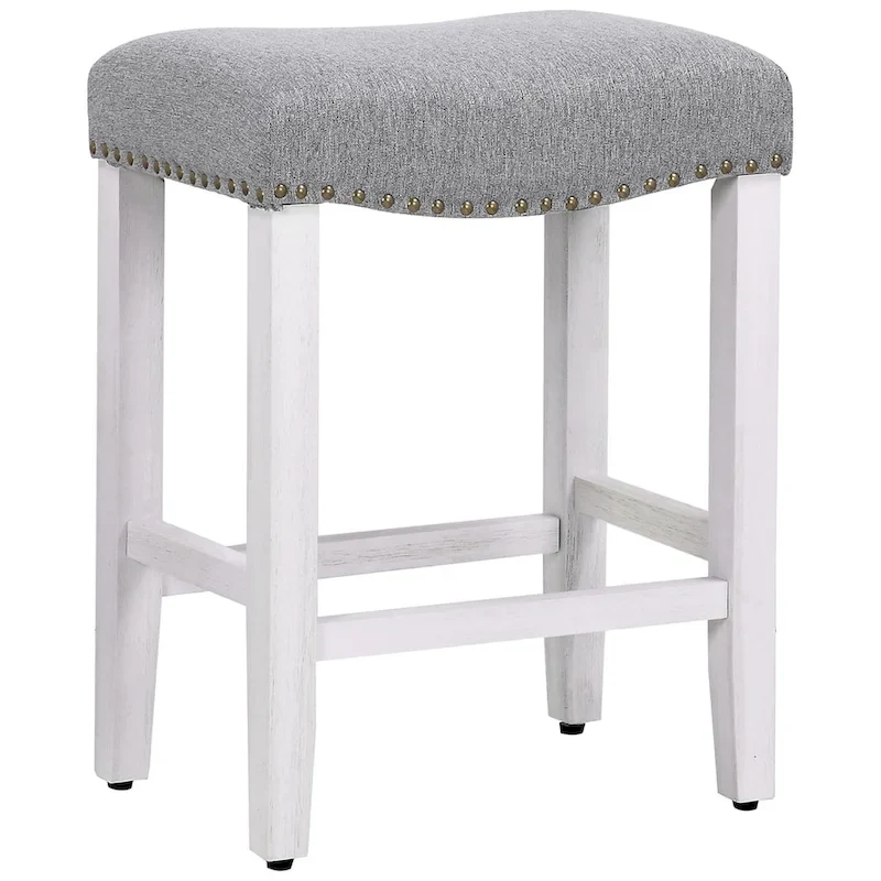 Jameson Upholstered Polyester Antique White 24 Inch Counter Stool