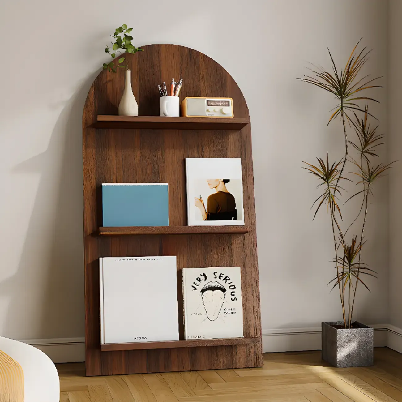 Scandinavian Solid Wood 4-Tier Ladder Bookcase