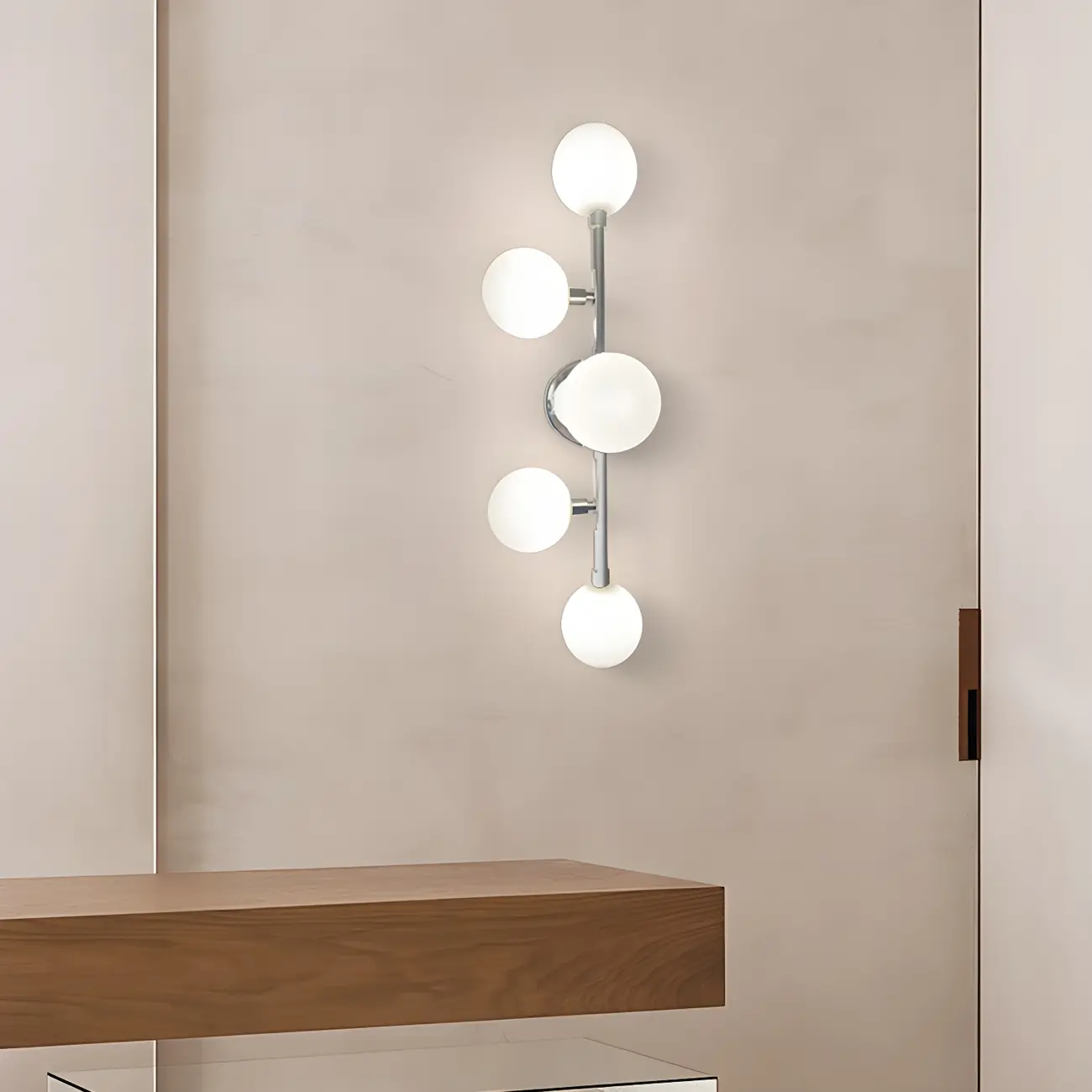 5-Light White Modern Resin Globe Bathroom Vanity Light