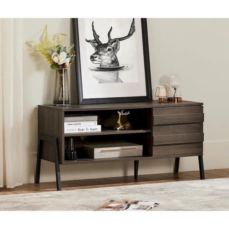 WAMPAT Mid-Century TV Stand Wood TV Console for TV's up to 55  - 42 inches