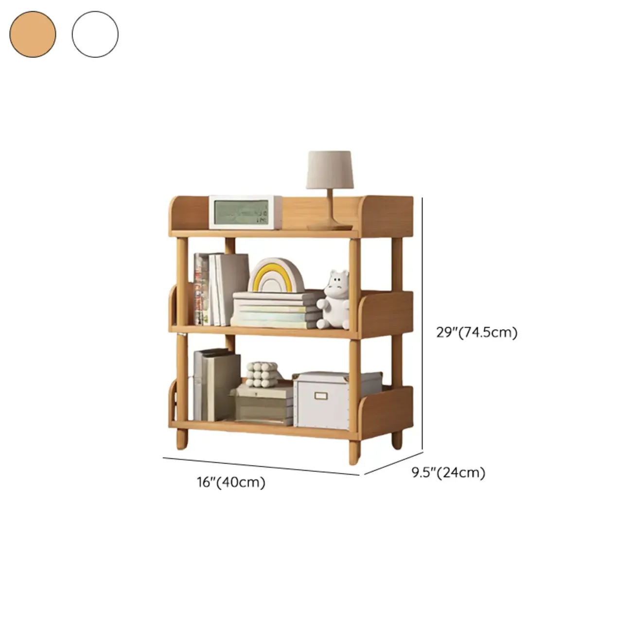 Vertical Natural Multi-Shelf Open Back Wood Bookcase