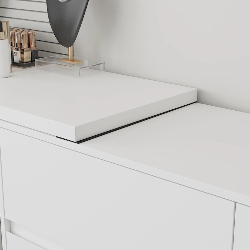 Timechee Home Rotating Dresser and Desk 6 Drawer Dresser Vanity Makeup