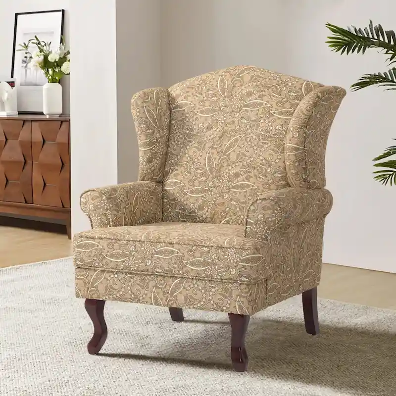 Mid-Century Modern Upholstered Wingback Accent Chair